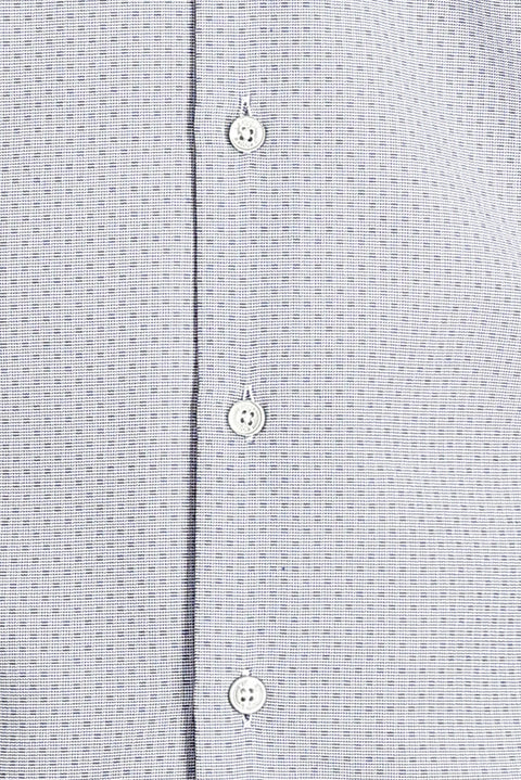 Lacivert Uzun Kol Slim Fit Dar Kesim Desenli Pamuklu Gömlek