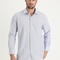 Lacivert Uzun Kol Slim Fit Dar Kesim Desenli Gömlek
