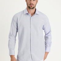 Lacivert Uzun Kol Slim Fit Dar Kesim Desenli Pamuklu Gömlek