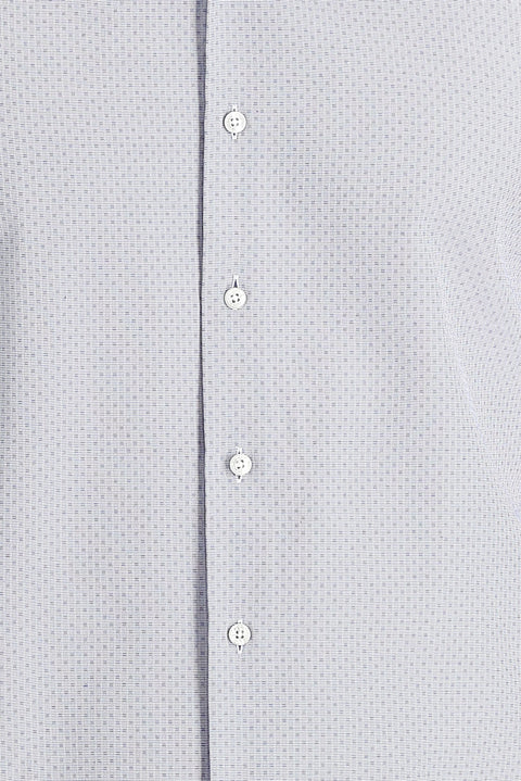 Lacivert Uzun Kol Slim Fit Dar Kesim Desenli Pamuklu Gömlek