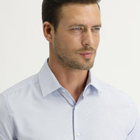 Açık Mavi Uzun Kol Slim Fit Dar Kesim Desenli Gömlek