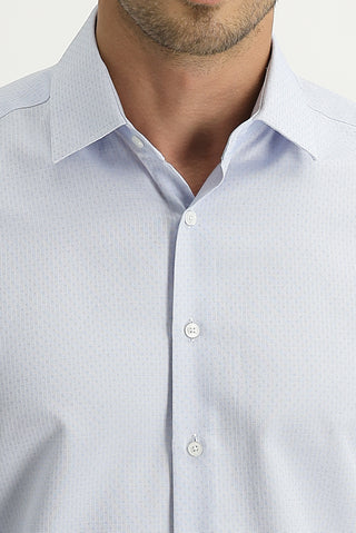  Açık Mavi Uzun Kol Desenli Slim Fit Dar Kesim Gömlek