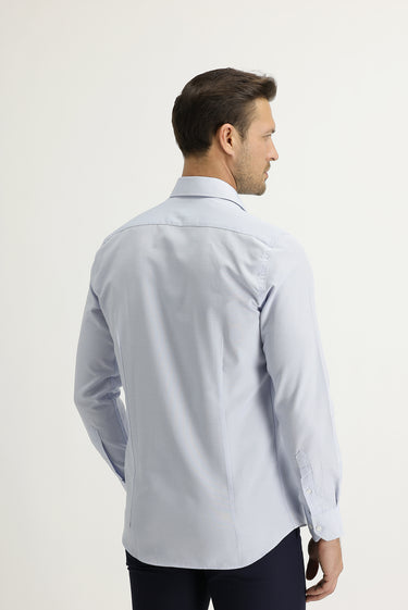 Açık Mavi Uzun Kol Slim Fit Dar Kesim Desenli Gömlek