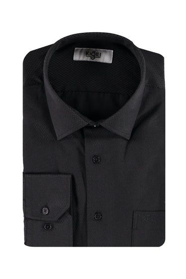 Siyah Uzun Kol Desenli Gömlek