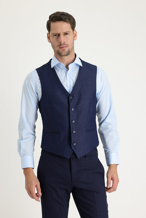 Lacivert Kuşgözü Klasik Yelek