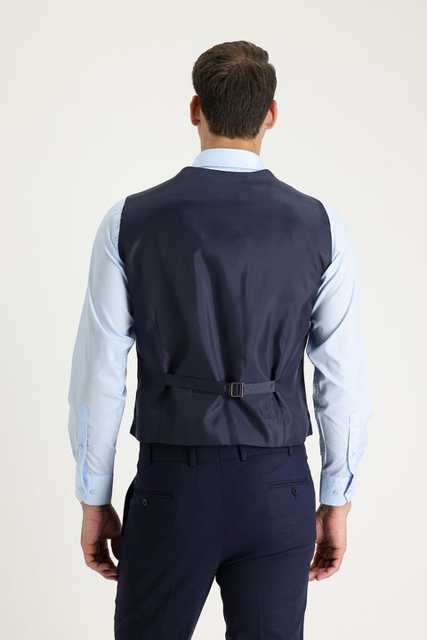 Lacivert Kuşgözü Klasik Yelek