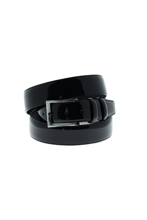 Siyah Düz Rugan Battal Kemer