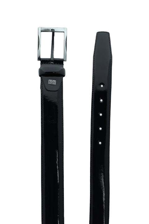 Siyah Düz Rugan Battal Kemer