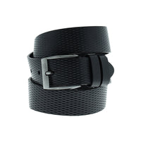 Siyah Spor Desenli Deri Kemer