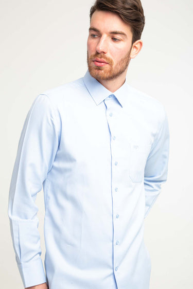 Uçuk Mavi Uzun Kol Desenli Klasik Gömlek