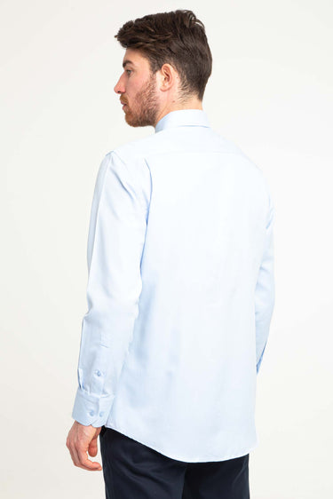 Uçuk Mavi Uzun Kol Desenli Klasik Gömlek