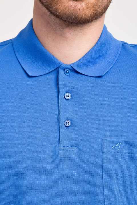 Kobalt Mavi Cepli Polo Yaka Regular Fit Pamuk Tişört