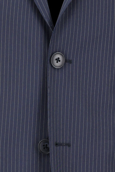 Orta Lacivert Slim Fit Dar Kesim Klasik Çizgili Takım Elbise