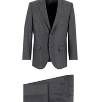 Koyu Füme Slim Fit Dar Kesim Yünlü Klasik Takım Elbise