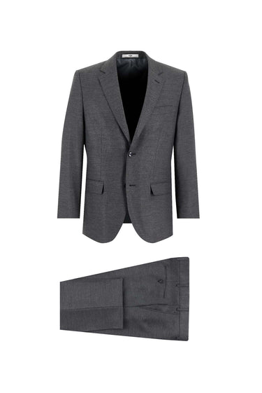 Koyu Füme Relaxed Fit Rahat Kesim Yünlü Klasik Takım Elbise