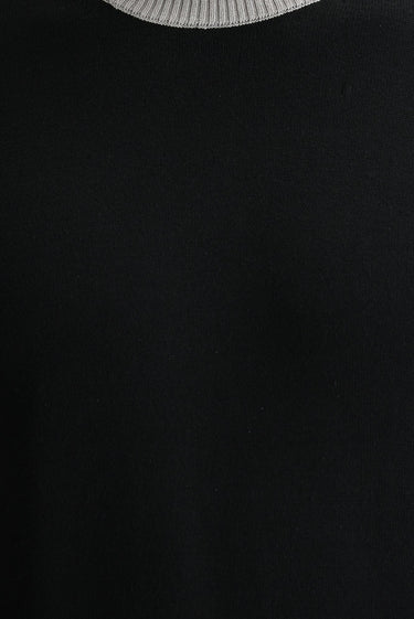 Siyah Bisiklet Yaka Slim Fit Dar Kesim Pamuklu Triko Kazak