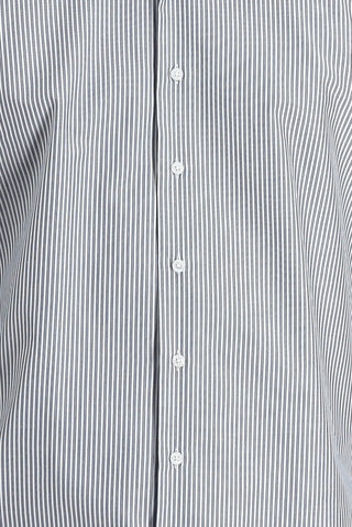  Orta Lacivert Uzun Kol Slim Fit Dar Kesim Çizgili Pamuklu Kolay Ütülenebilir Gömlek