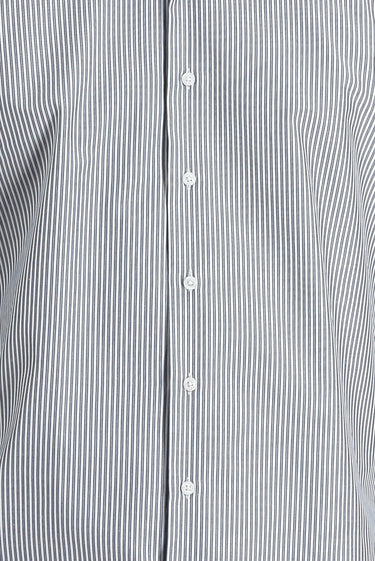  Orta Lacivert Uzun Kol Slim Fit Dar Kesim Çizgili Pamuklu Kolay Ütülenebilir Gömlek