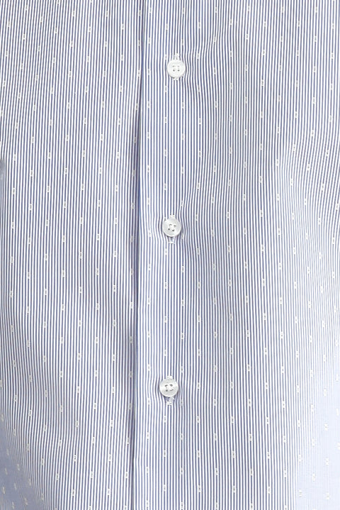 Koyu Mavi  Uzun Kol Slim Fit Dar Kesim Non Iron Klasik Desenli Pamuklu Gömlek