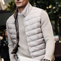 Açık Bej Düğmeli Kapitone Spor Yelek