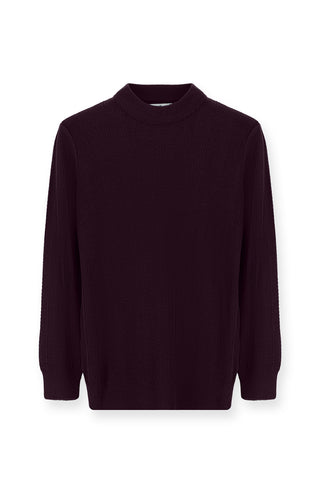  Mürdüm Yarım Balıkçı Yaka Slim Fit Çizgili Pamuklu Triko Kazak