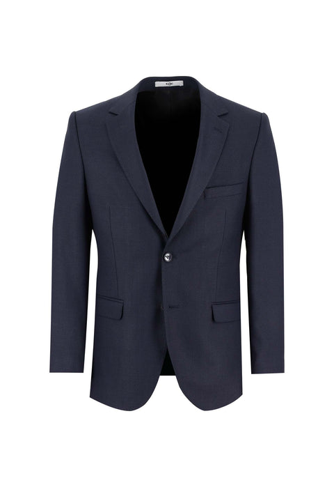 Koyu Lacivert 7 Drop Slim Fit Dar Kesim Yünlü Kuşgözü Takım Elbise