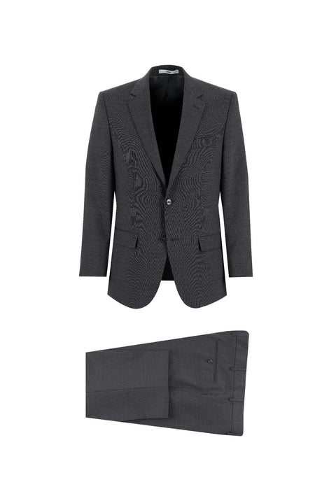 Dark Gray 4-Drop Relaxed Fit Comfortable Cut Wool Striped Suit