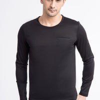Siyah Bisiklet Yaka Regular Fit Pamuk Sweatshirt