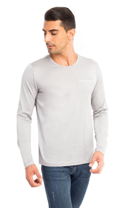 Orta Füme Bisiklet Yaka Regular Fit Pamuk Sweatshirt