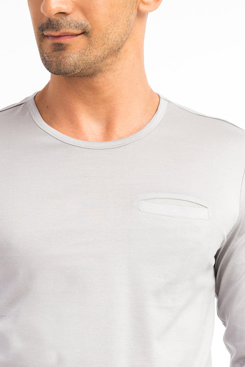 Orta Füme Bisiklet Yaka Regular Fit Pamuk Sweatshirt