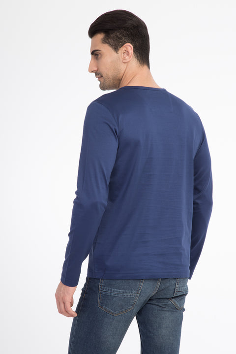 Lacivert Bisiklet Yaka Regular Fit Pamuk Sweatshirt