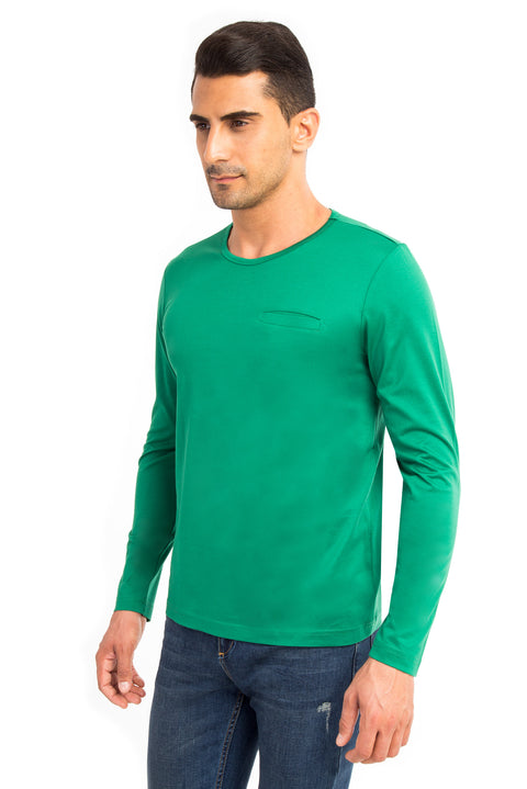 Açık Yeşil Bisiklet Yaka Regular Fit Pamuk Sweatshirt