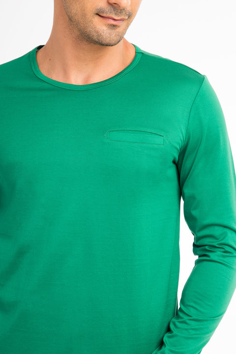 Açık Yeşil Bisiklet Yaka Regular Fit Pamuk Sweatshirt