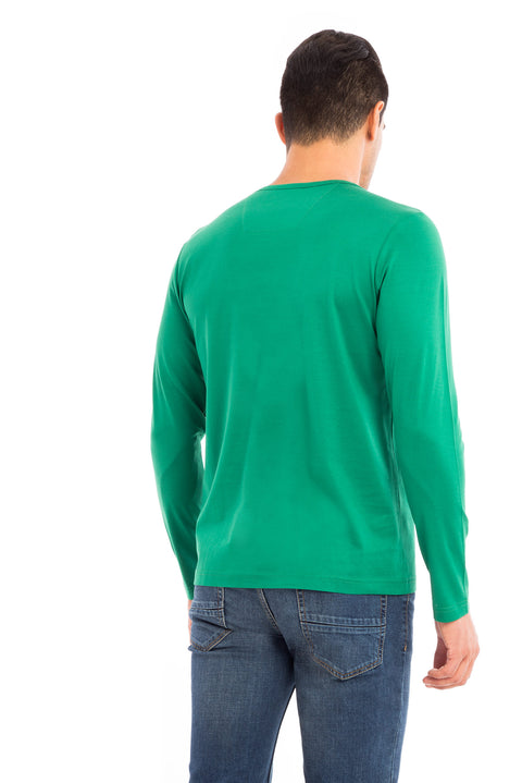 Açık Yeşil Bisiklet Yaka Regular Fit Pamuk Sweatshirt