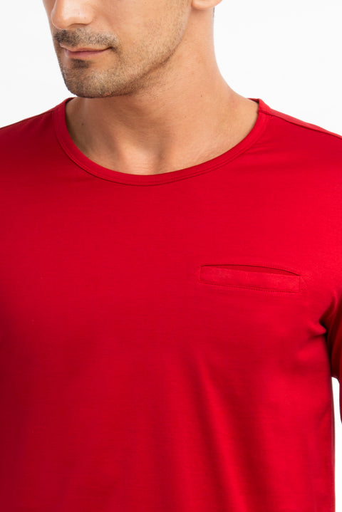 Kırmızı Bisiklet Yaka Regular Fit Pamuk Sweatshirt