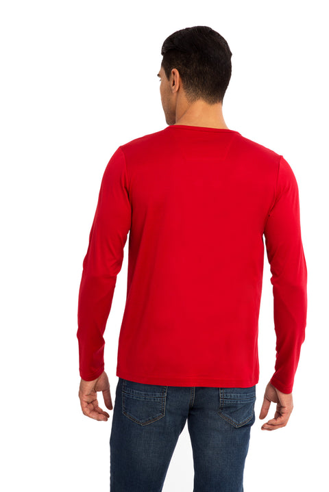 Kırmızı Bisiklet Yaka Regular Fit Pamuk Sweatshirt