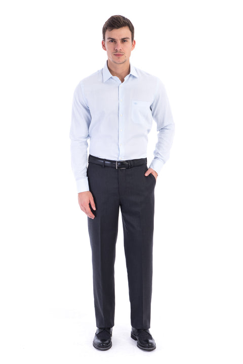 Medium Gray 6 Drop Regular Fit Standard Cut Classic Fabric Trousers
