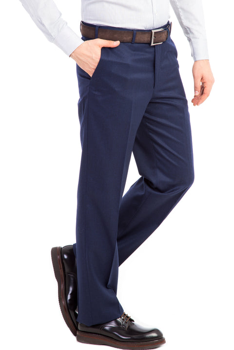 Navy Blue 6 Drop Regular Fit Standard Cut Classic Fabric Trousers