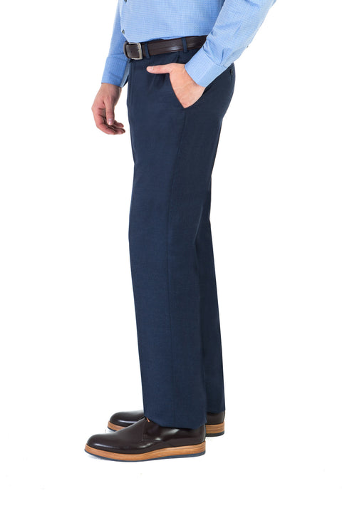 Dark Blue 6 Drop Regular Fit Standard Cut Classic Fabric Trousers