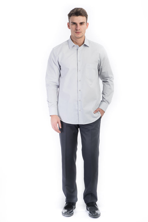 Açık Gri Tt.Pamuk Polyester Gömlek