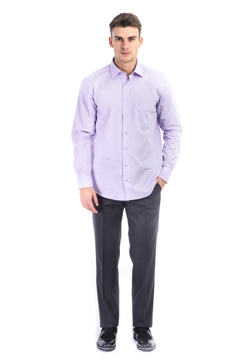 Lila Uzun Kol Klasik Gömlek