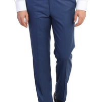 Light Blue 6 Drop Regular Fit Standard Cut Classic Fabric Trousers