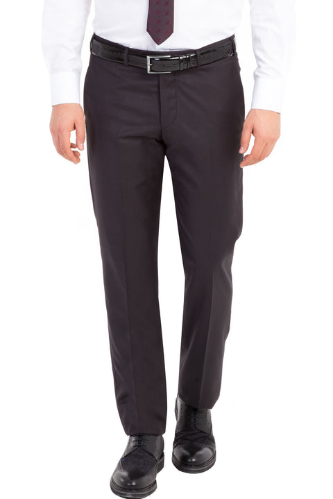 Black 6 Drop Regular Fit Standard Cut Classic Fabric Trousers