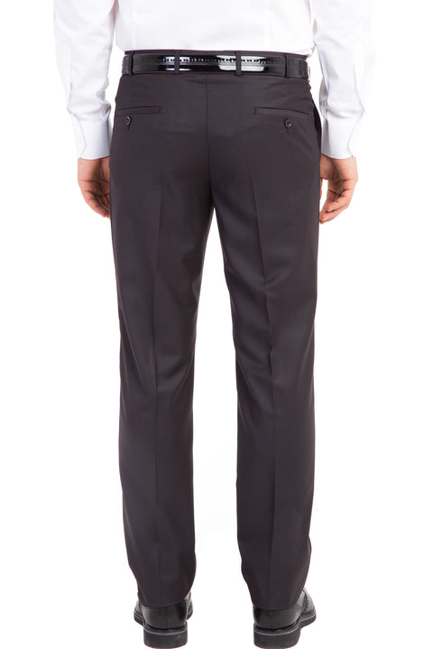 Black 6 Drop Regular Fit Standard Cut Classic Fabric Trousers