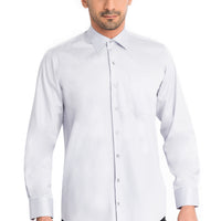 Açık Gri Uzun Kol Klasik Saten Pamuk Gömlek