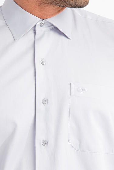 Açık Gri Uzun Kol Klasik Saten Pamuk Gömlek