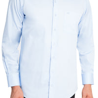 Açık Mavi Uzun Kol Klasik Saten Pamuk Gömlek
