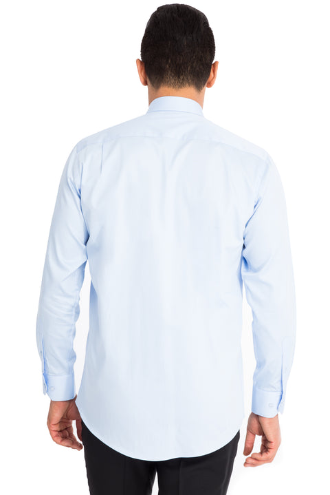 Light Blue Long Sleeve Classic Satin Cotton Shirt