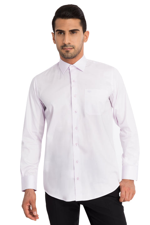 Lila Uzun Kol Klasik Saten Pamuk Gömlek