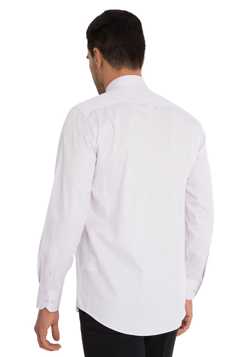 Lila Uzun Kol Klasik Saten Pamuk Gömlek